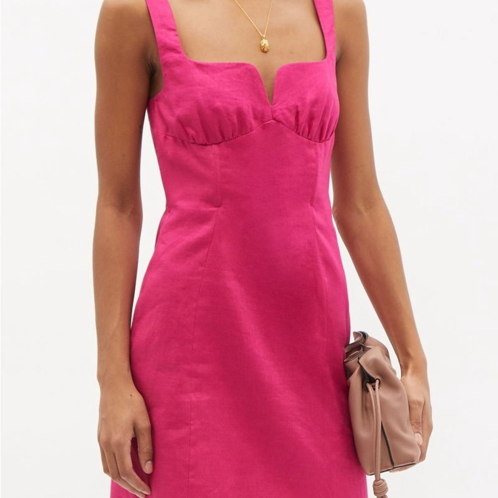 SALONI Fuchsia Square-Neck Mini Dress